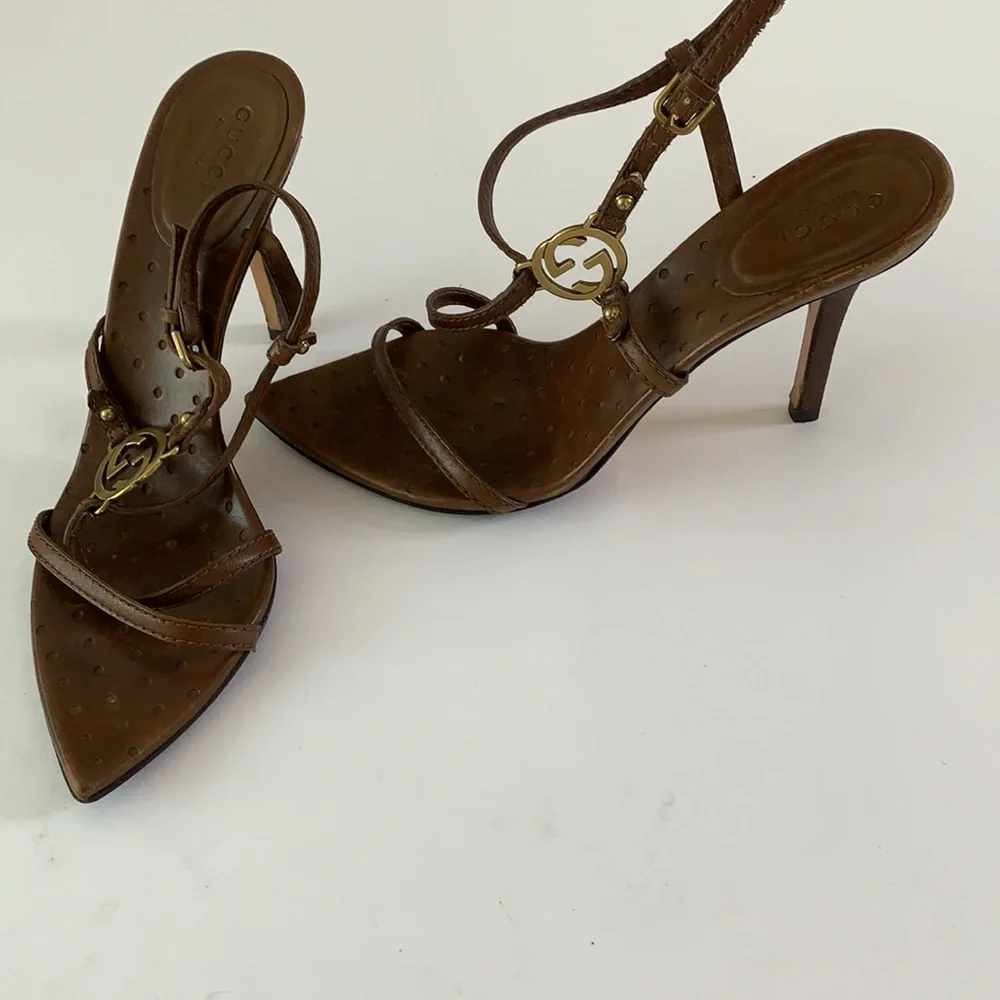 Gucci Brown Strappy Sandals - Picture 3 of 7
